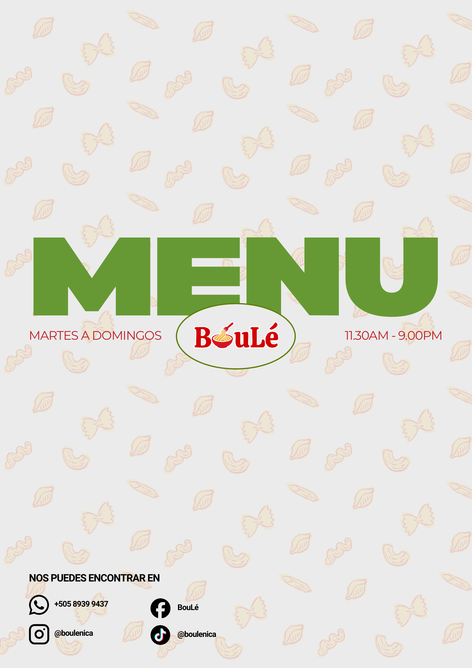 Portada del menu de Boule