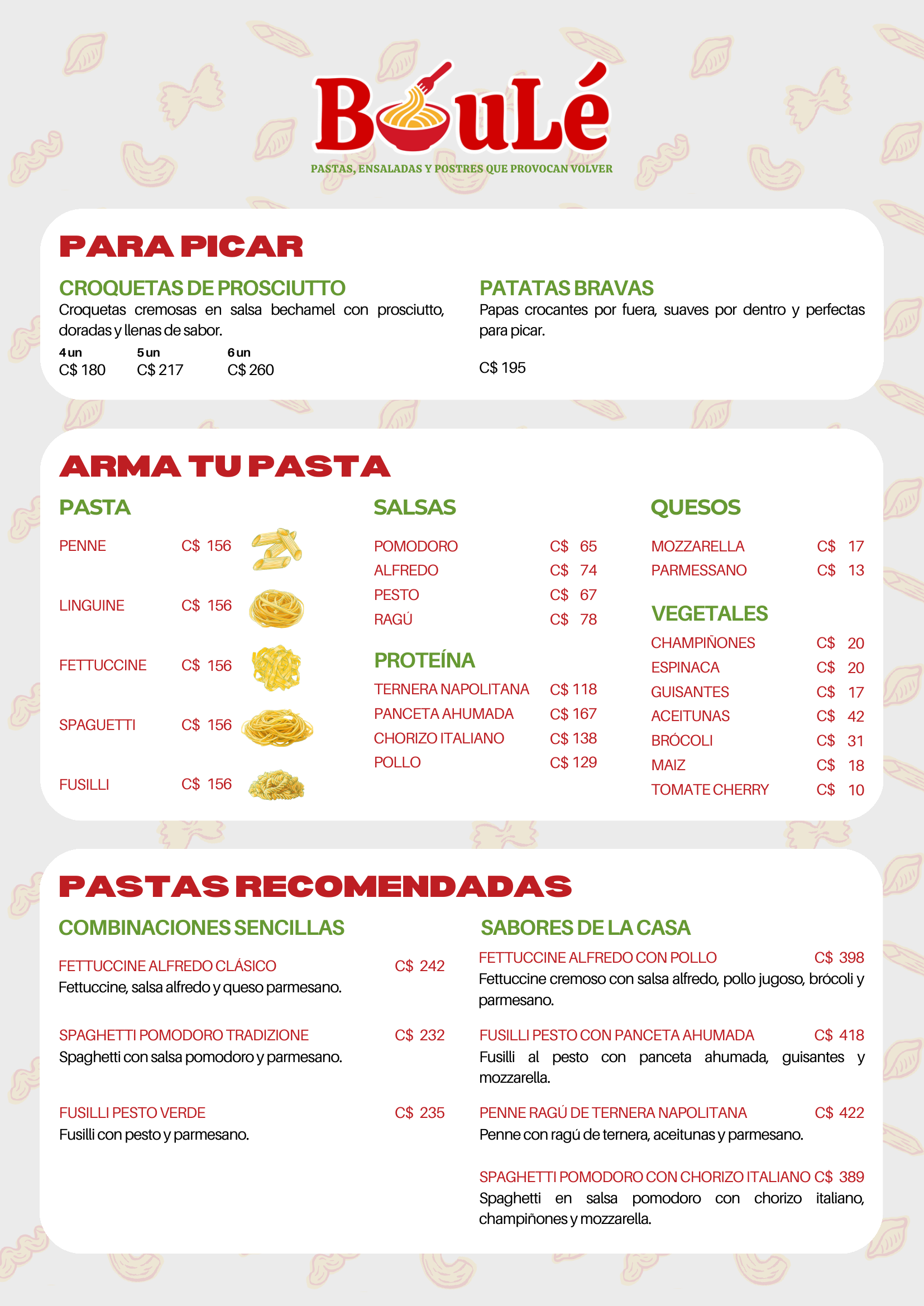 Pagina 2 del menu de Boule