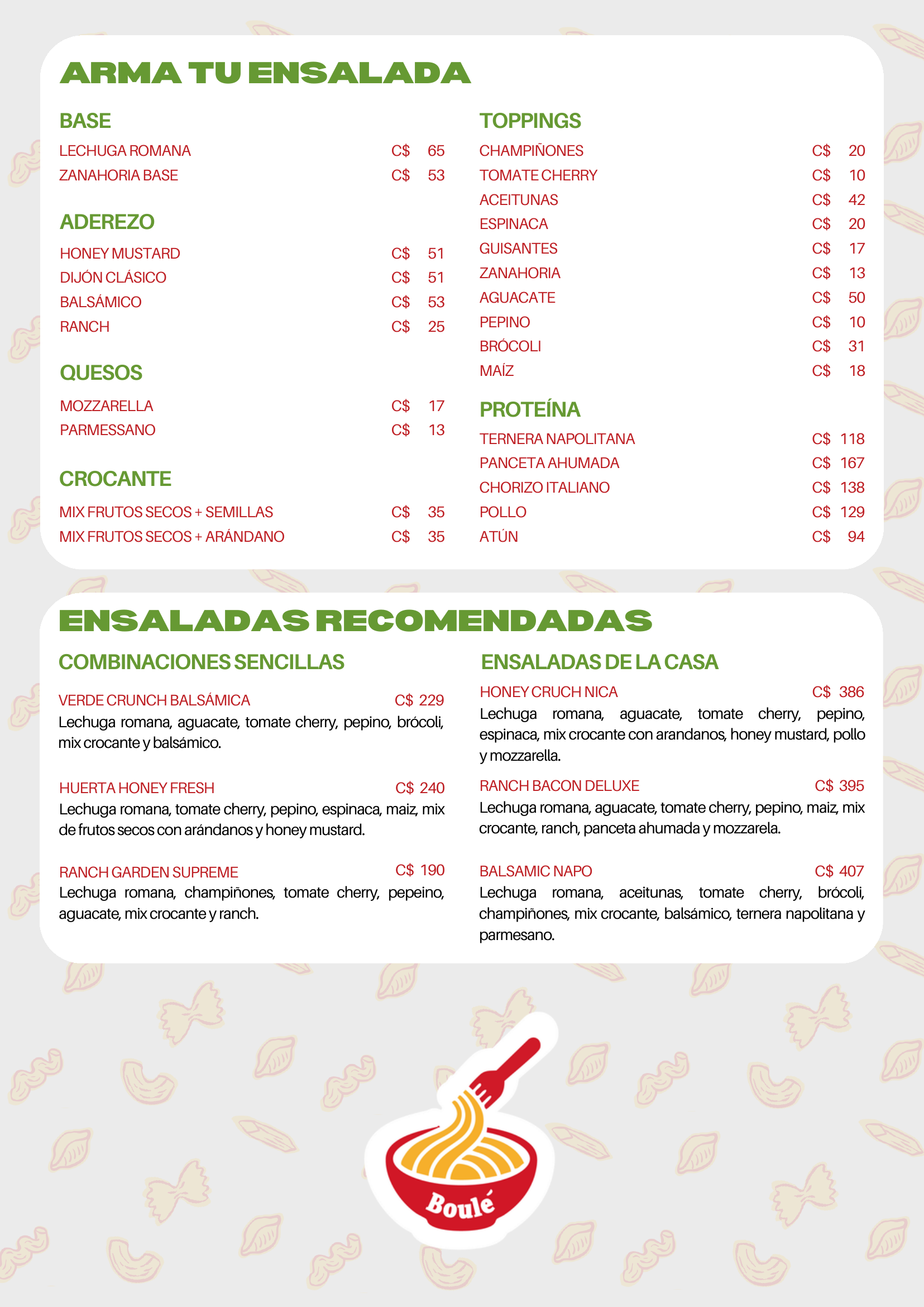 Pagina 3 del menu de Boule